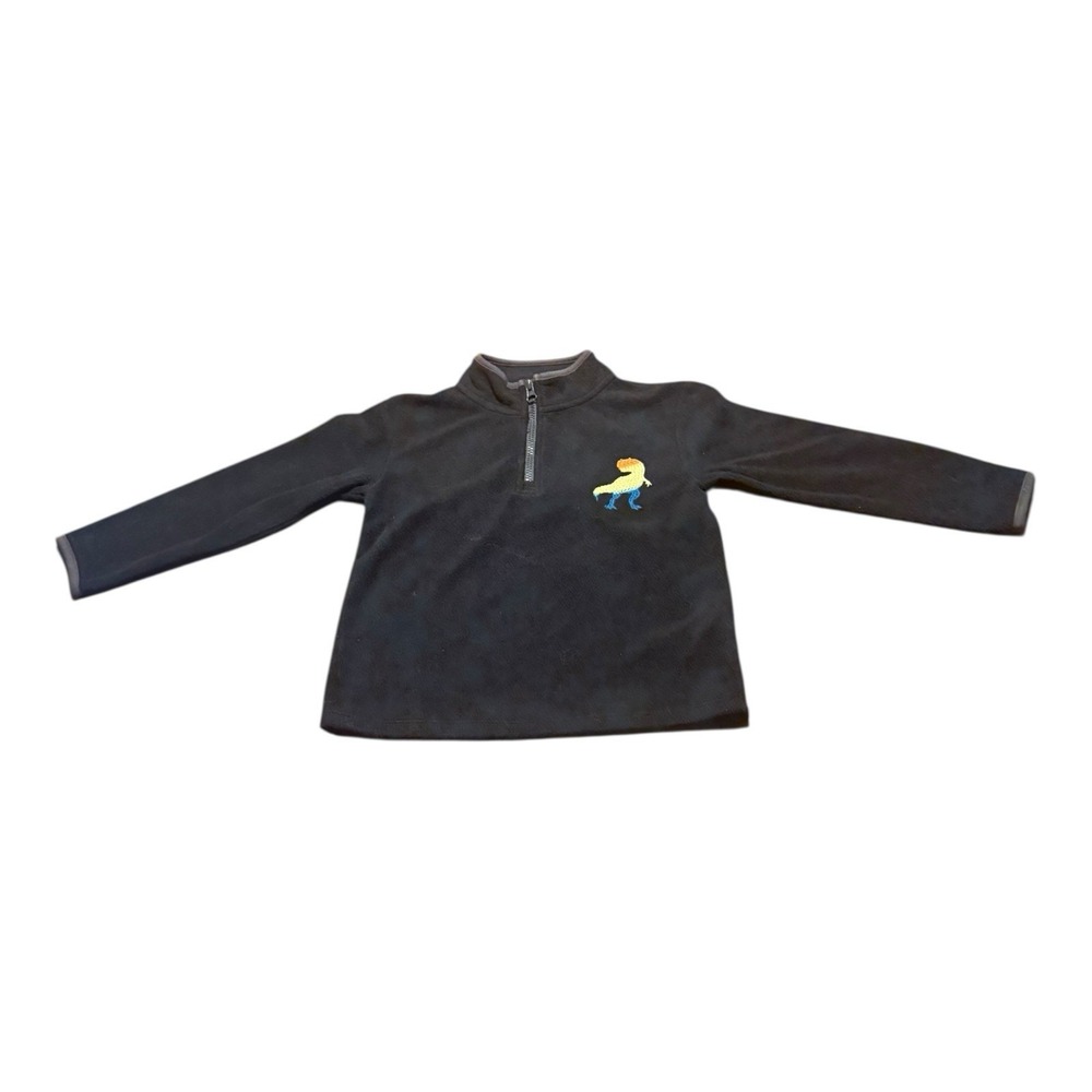 Cat & Jack 1/4 Zip Pullover Fleece Boys Dinosaur Top Black Size 5T Toddler